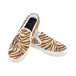 zebra 2 with white sole and trim Slip-on Canvas Shoes for Men/Large Size (Model 019)