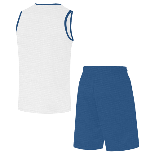 Basketball And Basketball Hoop Cerulean Blue and White All Over Print Basketball Uniform