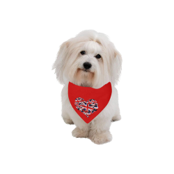 Union Jack British UK Flag Heart Red Pet Dog Bandana/Large Size