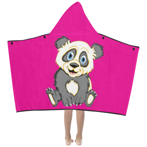 Smiling Panda Pink Kids' Hooded Bath Towels