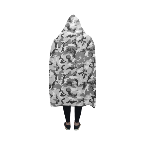 Woodland Urban City Black/Gray Camouflage Hooded Blanket 50''x40''