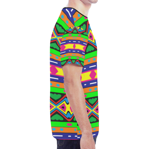 Distorted colorful shapes and stripes New All Over Print T-shirt for Men (Model T45)