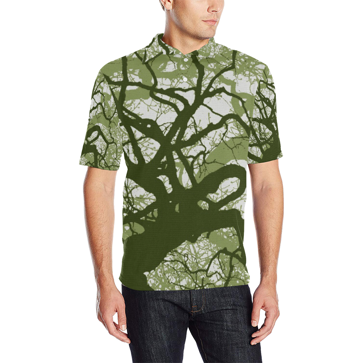 INTO THE FOREST 11 Men's All Over Print Polo Shirt (Model T55)