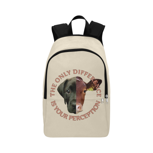 Vegan Cow and Dog Design with Slogan Fabric Backpack for Adult (Model 1659)