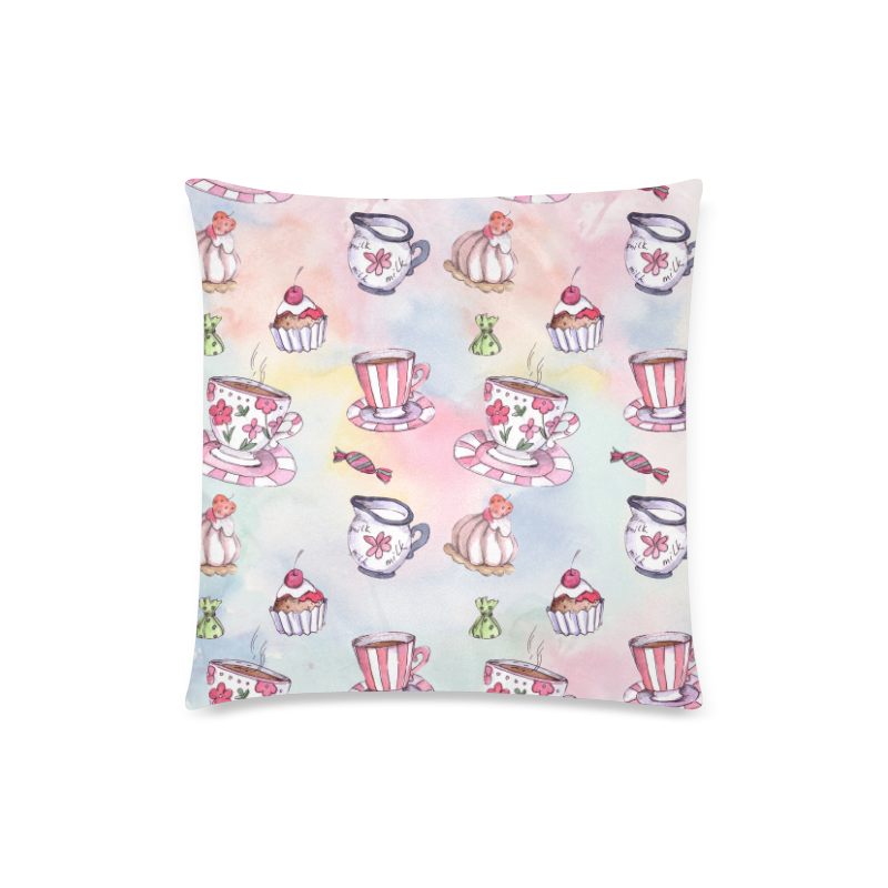 Coffee and sweeets Custom Zippered Pillow Case 18"x18"(Twin Sides)