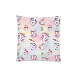 Coffee and sweeets Custom Zippered Pillow Case 18"x18"(Twin Sides)
