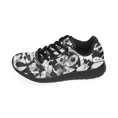 Black and White Pop Art by Nico Bielow Kid's Running Shoes (Model 020)