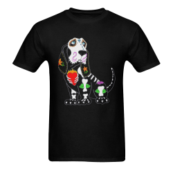 Basset Hound Sugar Skull Black Men's T-shirt in USA Size (Front Printing Only) (Model T02)
