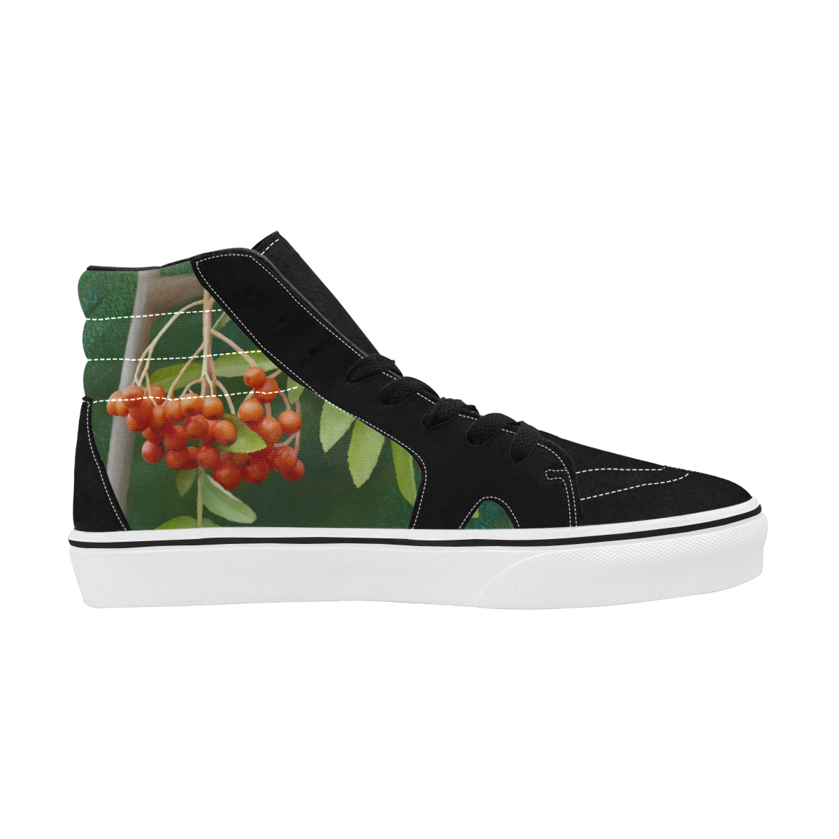 Plant Watercolor Rowan tree - Sorbus aucuparia Women's High Top Skateboarding Shoes (Model E001-1)