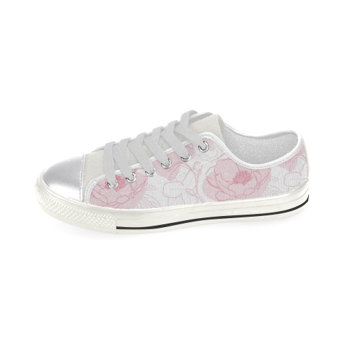 Peonies Shoes, Hand Drawn Women's Classic Canvas Shoes (Model 018)
