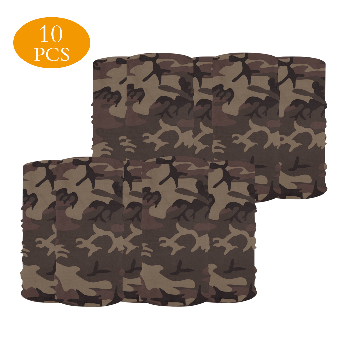 Camo Red Brown Multifunctional Dust-Proof Headwear (Pack of 10)