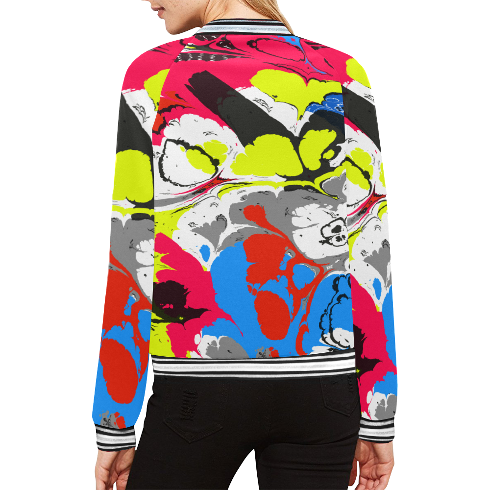 Colorful distorted shapes2 All Over Print Bomber Jacket for Women (Model H21)