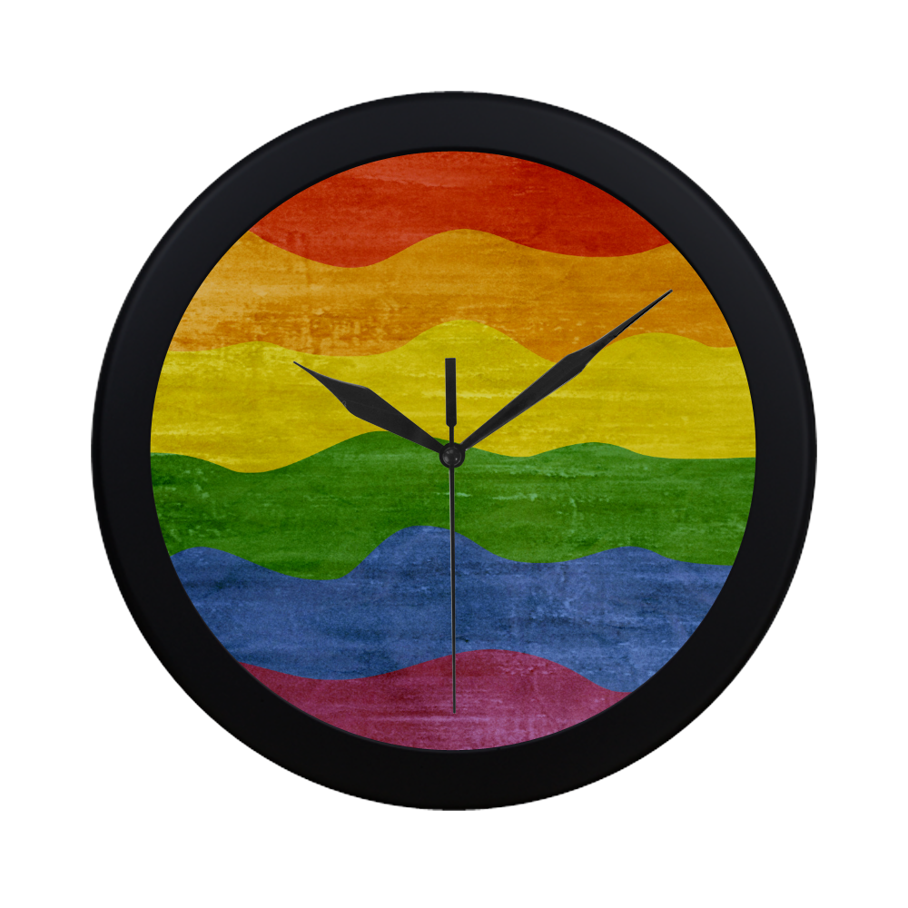Gay Pride - Rainbow Flag Waves Stripes 3 Circular Plastic Wall clock