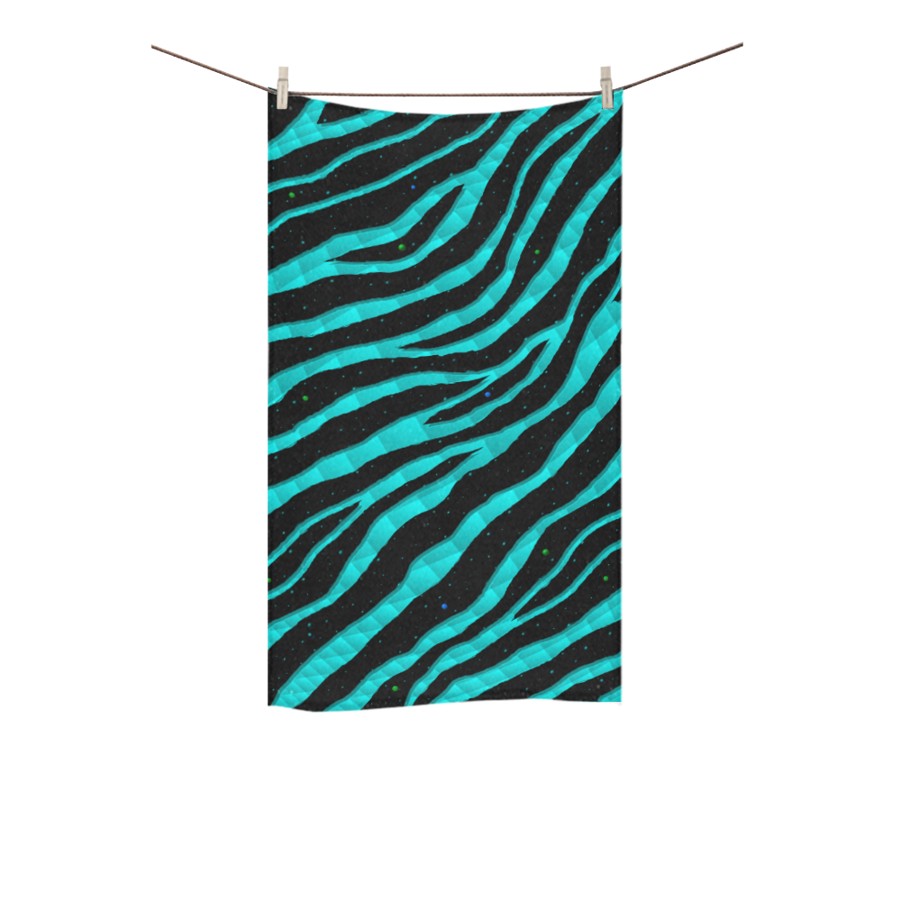 Ripped SpaceTime Stripes - Cyan Custom Towel 16"x28"