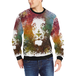 lion jbjart #lion Men's Rib Cuff Crew Neck Sweatshirt (Model H34)