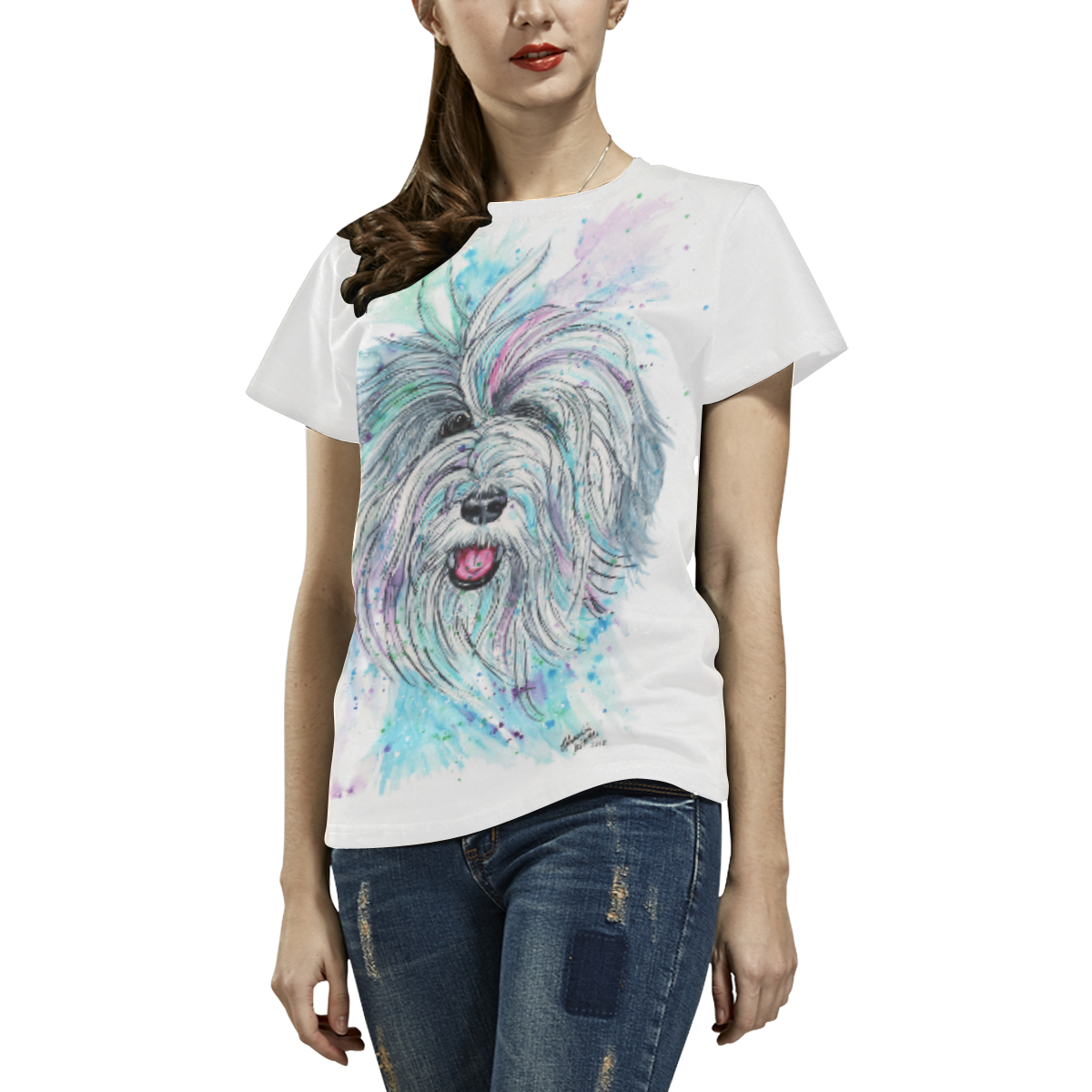 Breezy -white All Over Print T-shirt for Women/Large Size (USA Size) (Model T40)