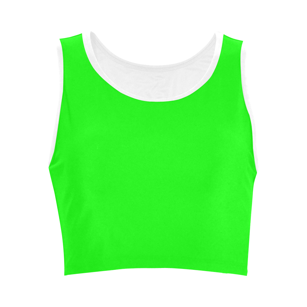 Bright Neon Green / White Women's Crop Top (Model T42)
