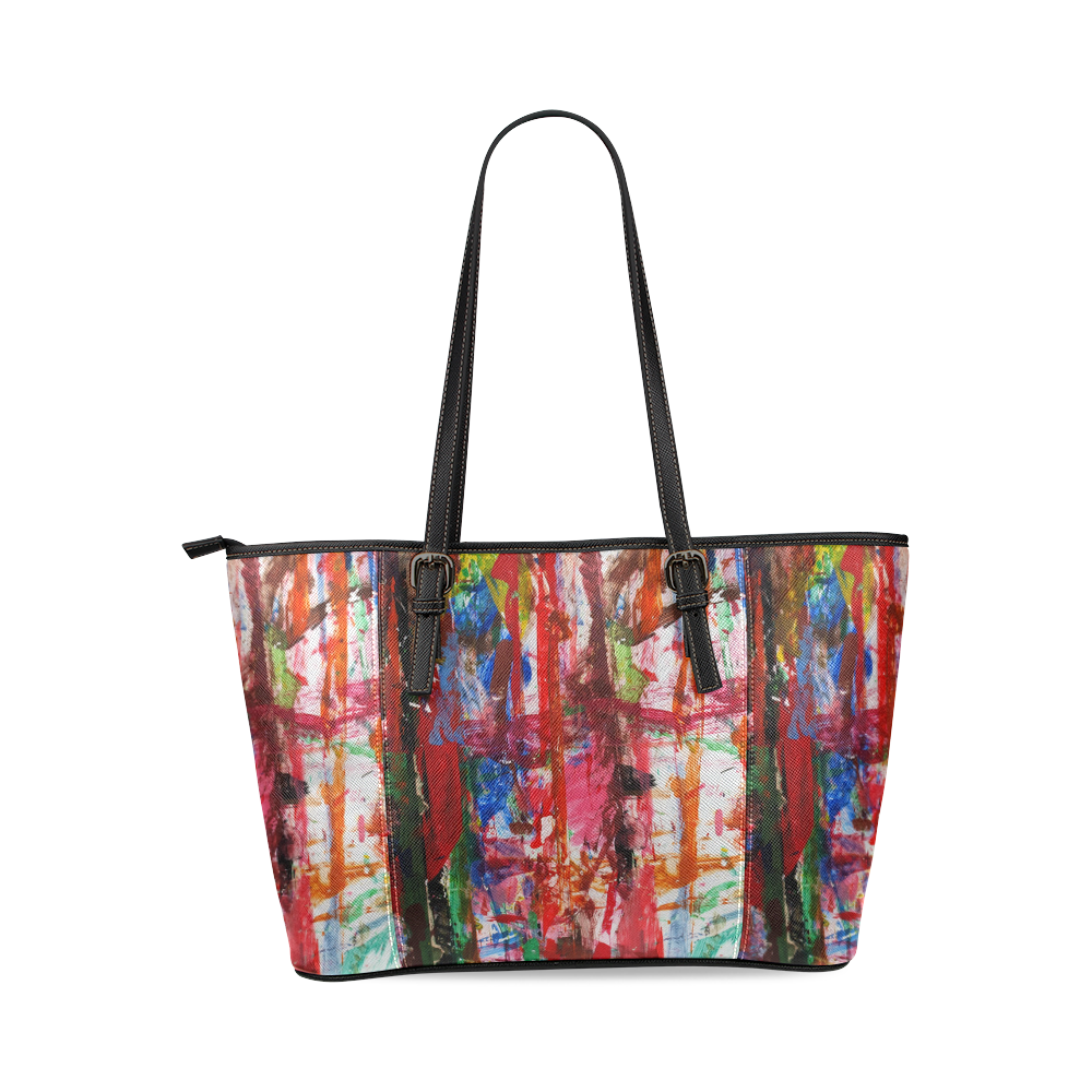 Paint on a white background Leather Tote Bag/Large (Model 1640)