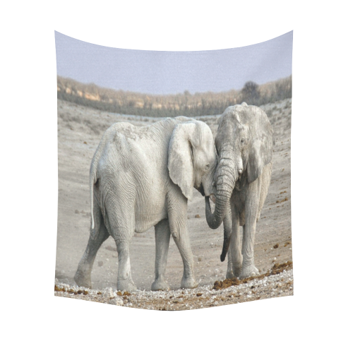 Elephant Love Cotton Linen Wall Tapestry 51"x 60"