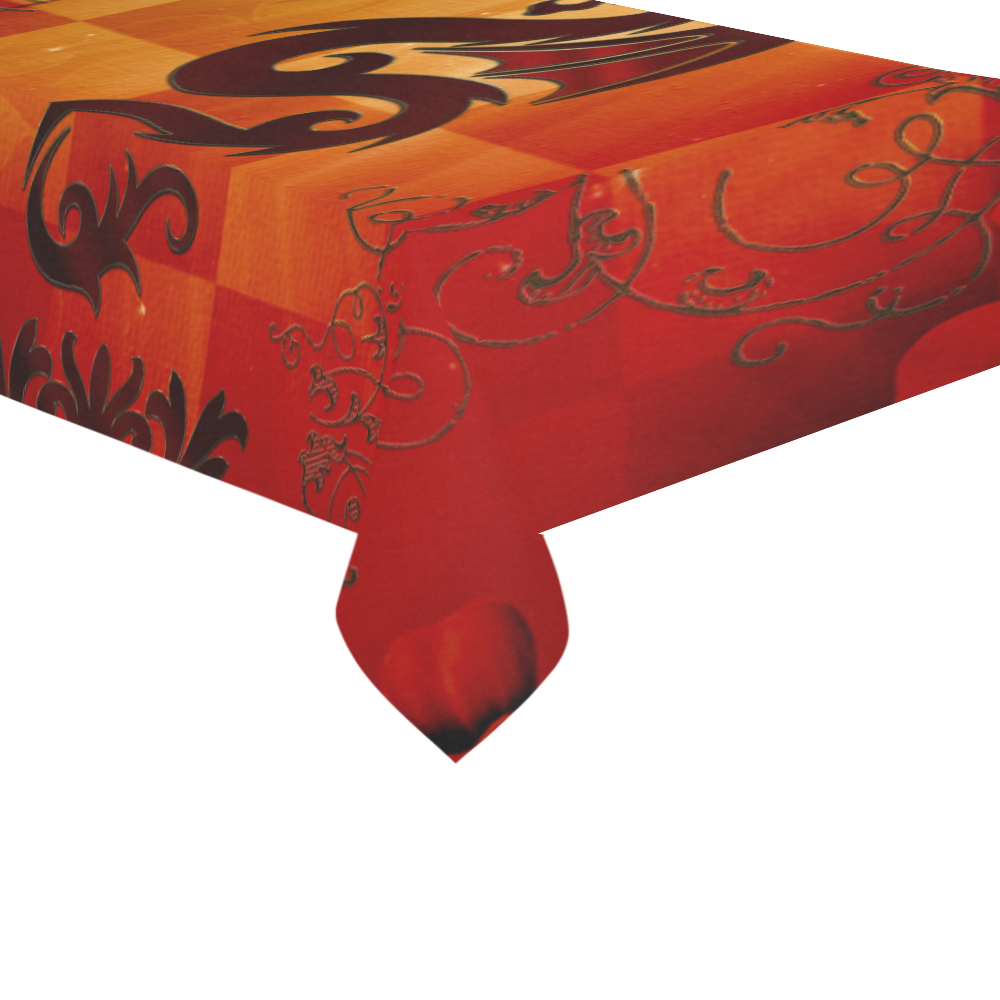 Tribal dragon  on vintage background Cotton Linen Tablecloth 60"x 104"