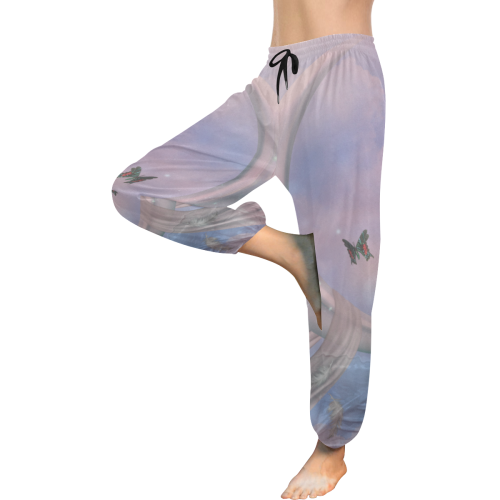 The moon with butterflies Women's All Over Print Harem Pants (Model L18)