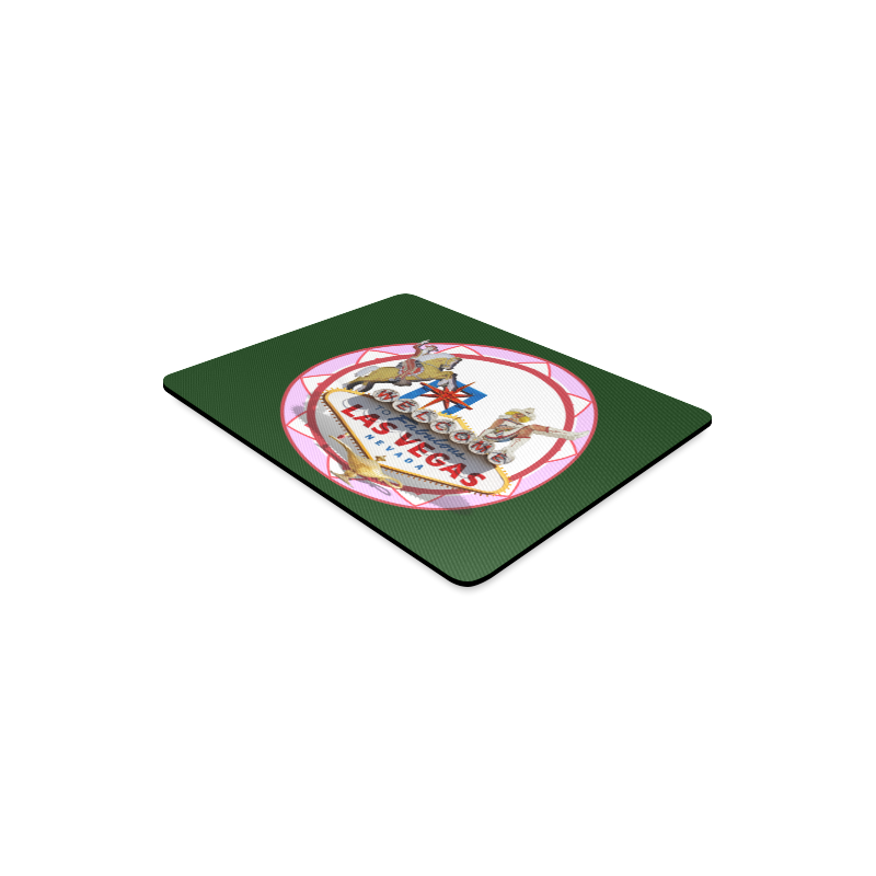 LasVegasIcons Pink Poker Chip on Green Rectangle Mousepad