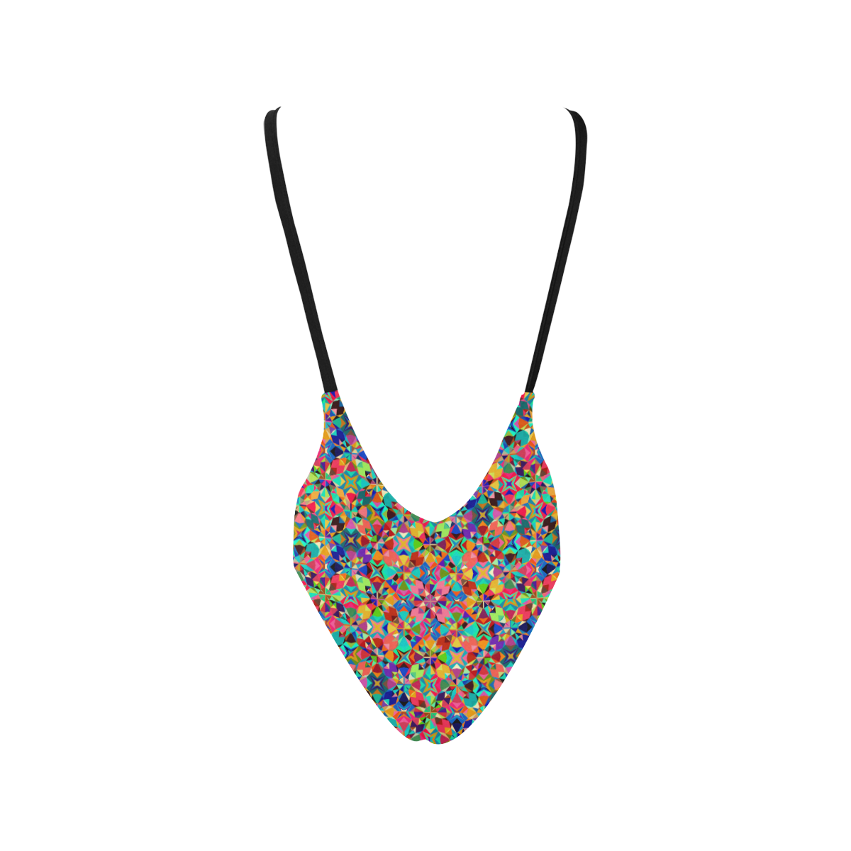 Multicolored Geometric Pattern Sexy Low Back One-Piece Swimsuit (Model S09)