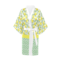 Lemons With Chevron 2 Kimono Robe
