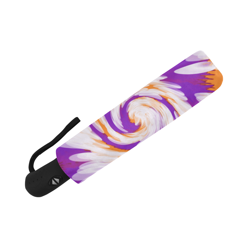 Purple Orange Tie Dye Swirl Abstract Auto-Foldable Umbrella (Model U04)