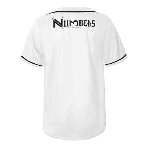 NUMBERS Collection N White/Black All Over Print Baseball Jersey for Men (Model T50)
