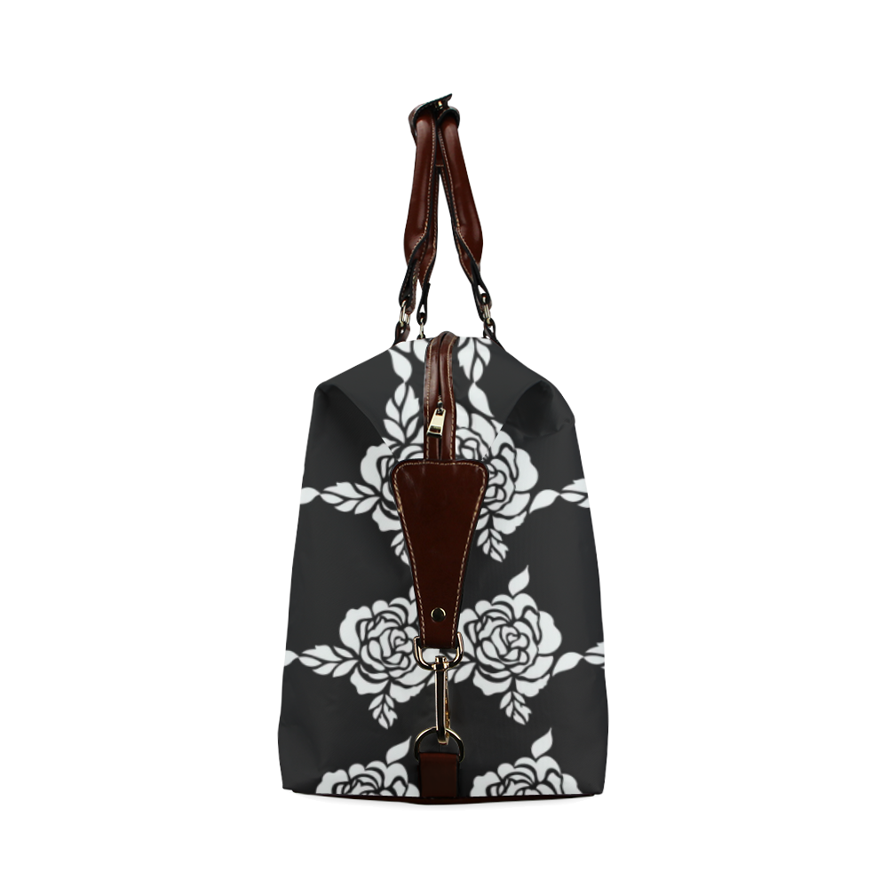 Stained Glass Roses Black Pale Gray Classic Travel Bag (Model 1643) Remake