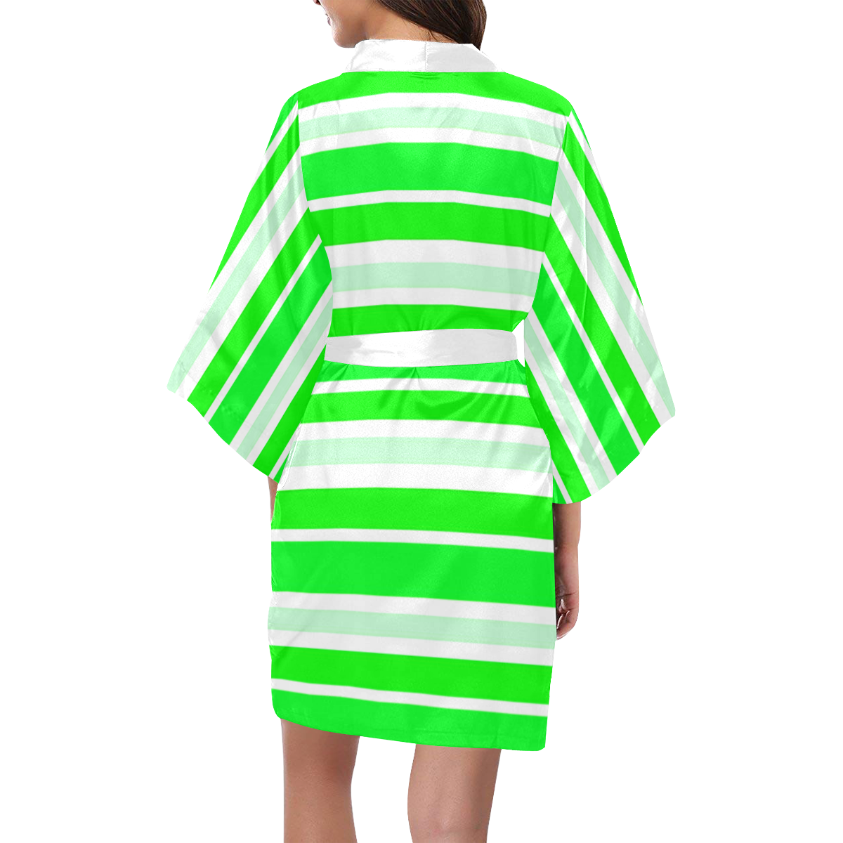 Neon Green Stripes Kimono Robe