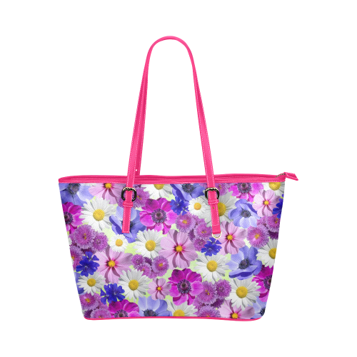FLORAL DESIGN 43 Leather Tote Bag/Small (Model 1651)