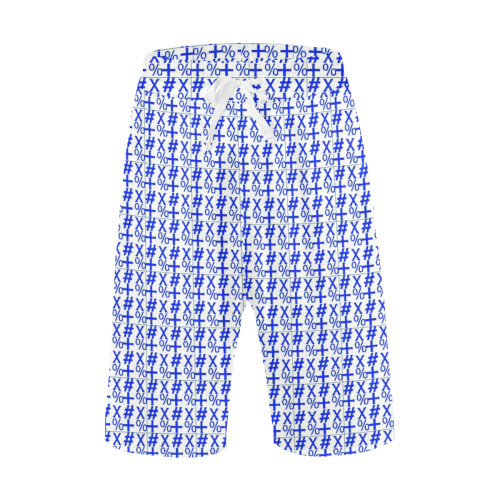 NUMBERS Collection Symbols Blue/White Men's All Over Print Casual Shorts (Model L23)