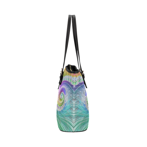 Frax Fractal Rainbow Leather Tote Bag/Large (Model 1651)