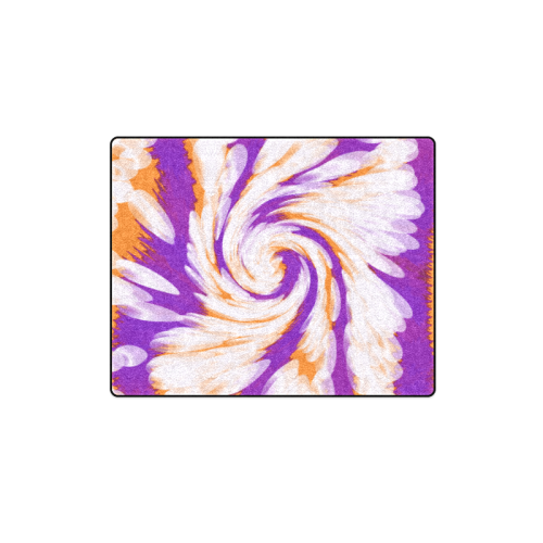 Purple Orange Tie Dye Swirl Abstract Blanket 40"x50"