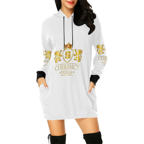 CURRENCY_DOLLA All Over Print Hoodie Mini Dress (Model H27)