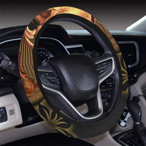 Amazing skull with floral elements Steering Wheel Cover with Elastic Edge