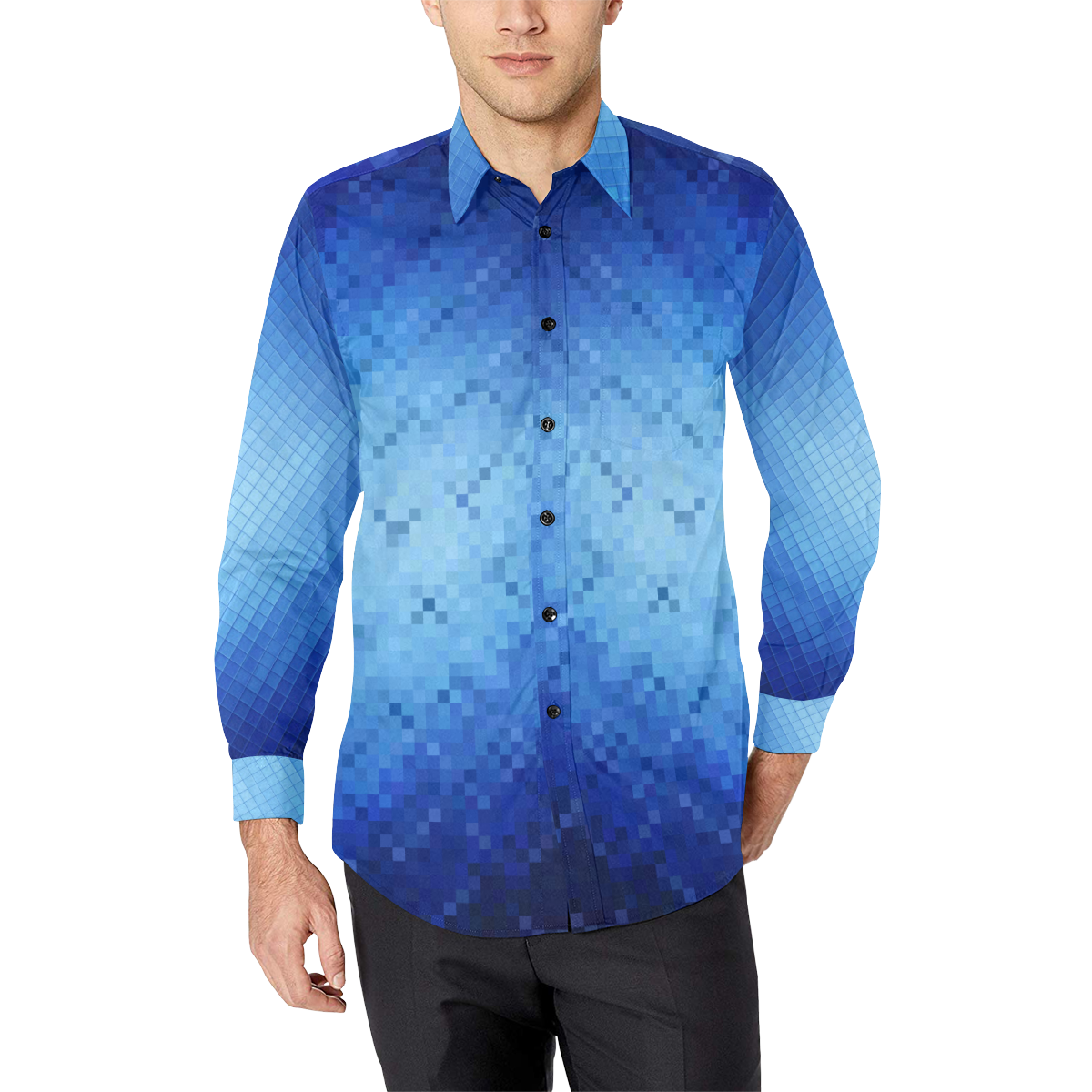 Blue Pattern by K.Merske Men's All Over Print Casual Dress Shirt (Model T61)