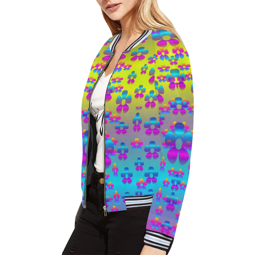 flowers in the most beautiful sunshine All Over Print Bomber Jacket for Women (Model H21)