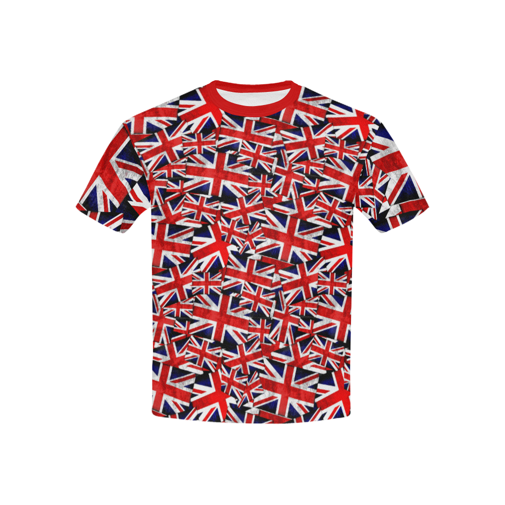 Union Jack British UK Flag Kids' All Over Print T-Shirt with Solid Color Neck (Model T40)