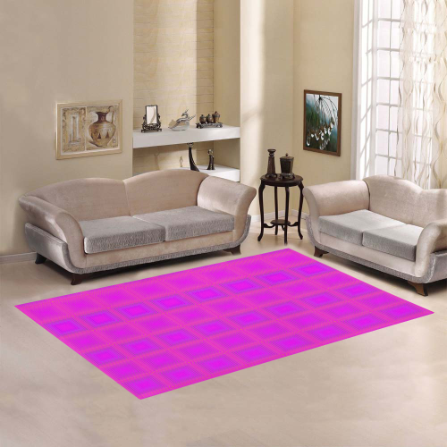 Pink golden multicolored multiple squares Area Rug7'x5'