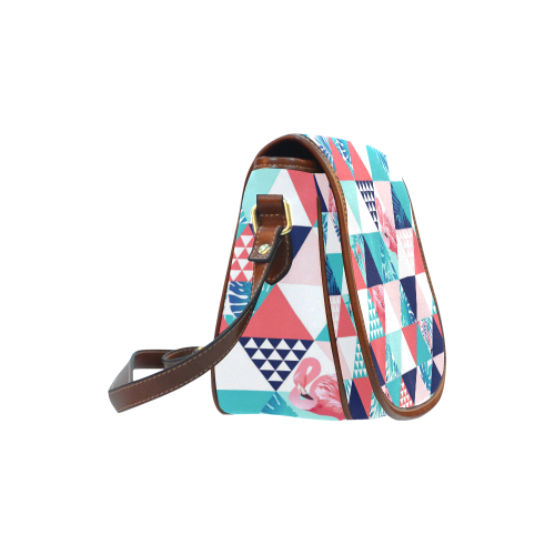 Flamingo Triangle Pattern Saddle Bag/Small (Model 1649) Full Customization