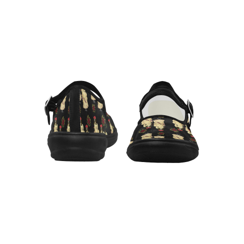 victorian skeleton black Mila Satin Women's Mary Jane Shoes (Model 4808)