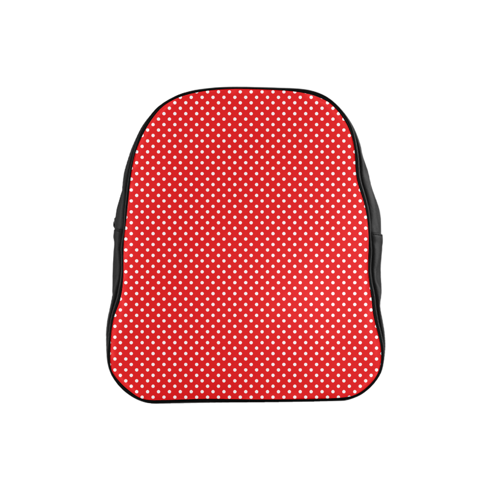 Red polka dots School Backpack (Model 1601)(Small)