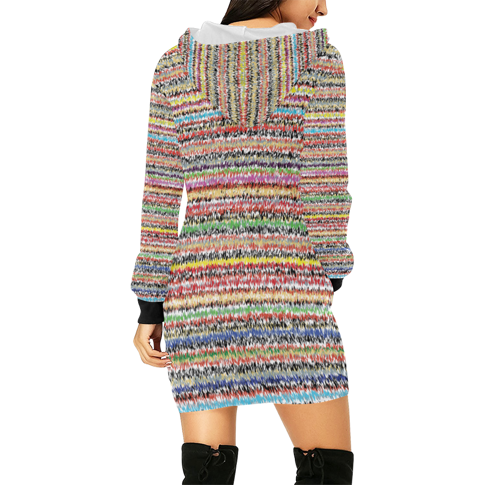 Patterns of colorful lines All Over Print Hoodie Mini Dress (Model H27)