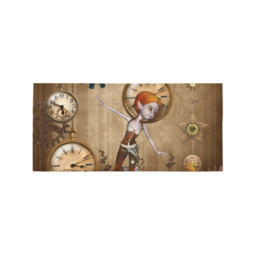 Steampunk girl, clocks and gears Area Rug 7'x3'3''