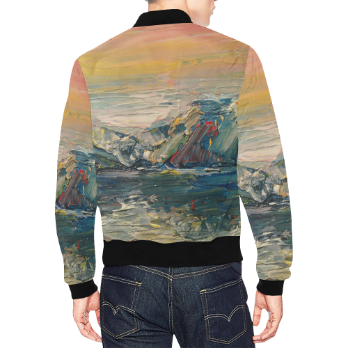 Mountains painting All Over Print Bomber Jacket for Men (Model H19)