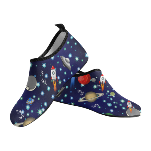 Galaxy Universe - Planets,Stars,Comets,Rockets Women's Slip-On Water Shoes (Model 056)