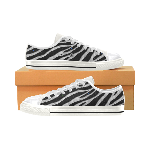 Ripped SpaceTime Stripes - White Canvas Women's Shoes/Large Size (Model 018)